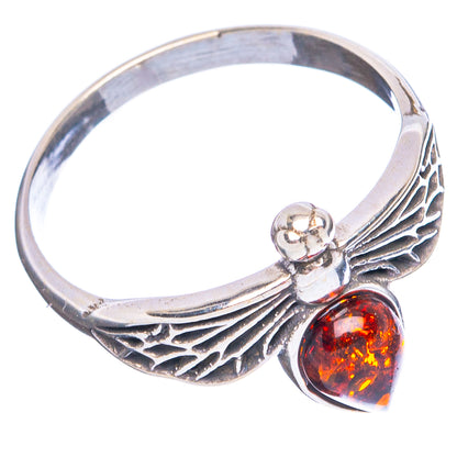 Baltic Amber Honey Bee Ring Size 6.75 (.925 Sterling Silver)
