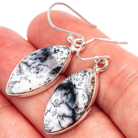Dendritic Opal Earrings 1 1/2" (925 Sterling Silver) E1857