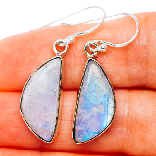 Rainbow Moonstone Earrings 1 3/8" (German Silver)