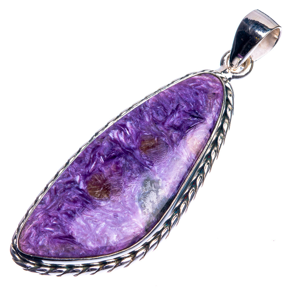 Charoite 925 Sterling Silver Pendant 2"