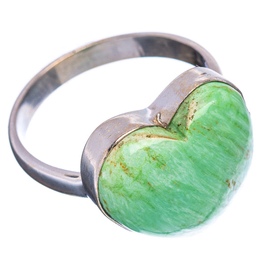 Variscite heart ring, green gemstone face and .925 sterling silver band