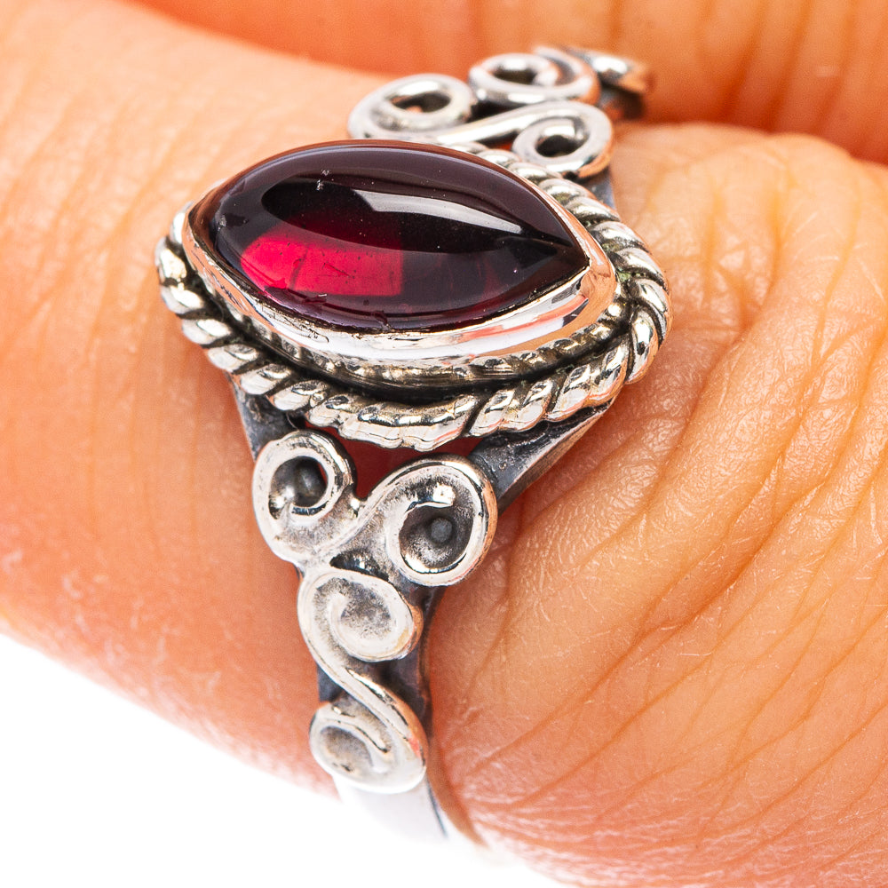 Garnet Dainty Ring Size 7 (925 Sterling Silver) R5794
