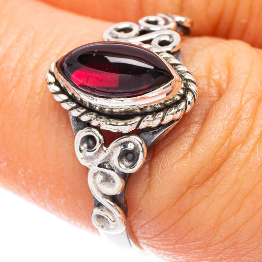 Garnet Dainty Ring Size 7 (925 Sterling Silver) R5794