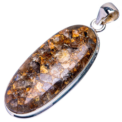 Copper Composite Rainbow Moonstone Pendant 2 1/8" (925 Sterling Silver) P39237