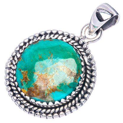 Rare Arizona Turquoise 925 Sterling Silver Pendant 1 1/8" (925 Sterling Silver) P41949