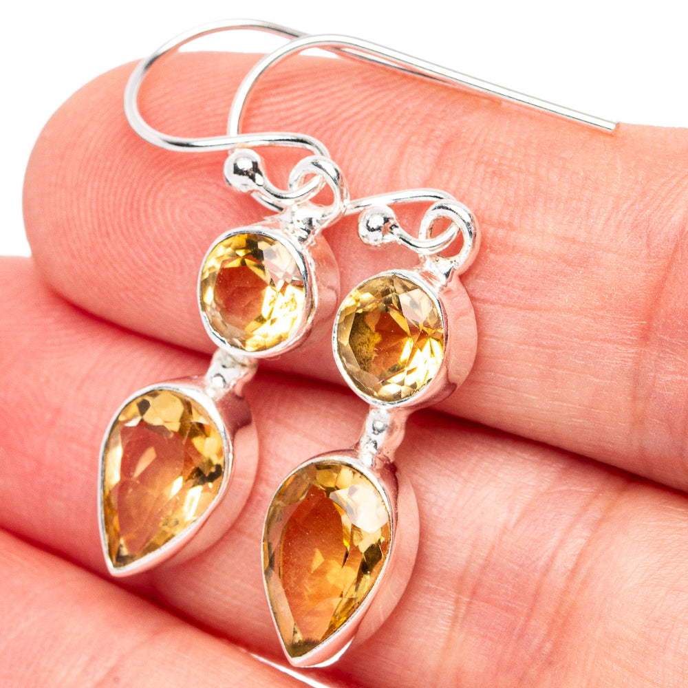 Citrine Earrings 1 3/8" (925 Sterling Silver) E2993