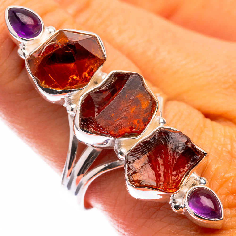 Large Raw Citrine, Amethyst Ring Size 9.5 (925 Sterling Silver) R141256