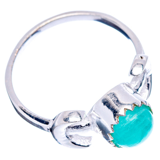 Amazonite dainty ring with oval turquoise stone, twisted silver band and claw setting
