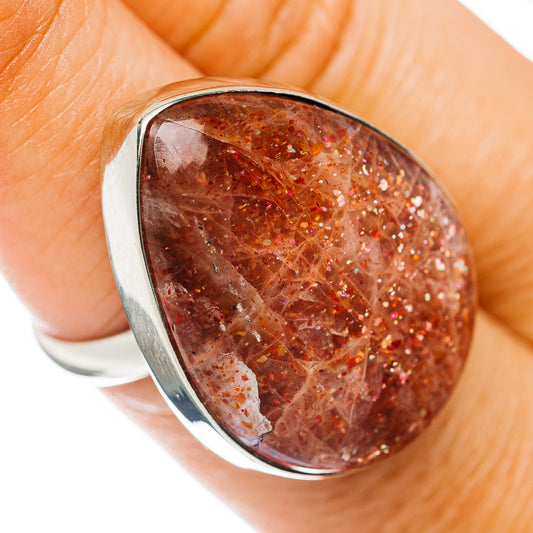 African Sunstone Ring Size 8 (German Silver)