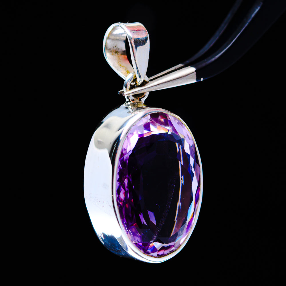20ct Faceted Brazilian Amethyst Pendant 1 1/4" (.925 Sterling Silver)