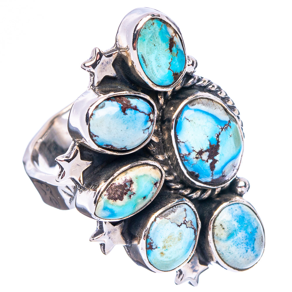 Golden Hills Turquoise Native Style Ring Size 9 Adjustable (.925 Sterling Silver) Exclusive