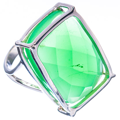 Green onyx ring with 925 sterling silver split shank and faceted cushion teardrop