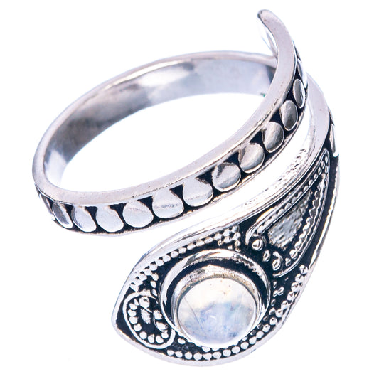 Rainbow Moonstone Dainty Ring Size 7 Adjustable (925 Sterling Silver) R5231
