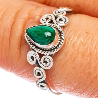 Malachite Dainty Ring Size 9 (925 Sterling Silver) R1077