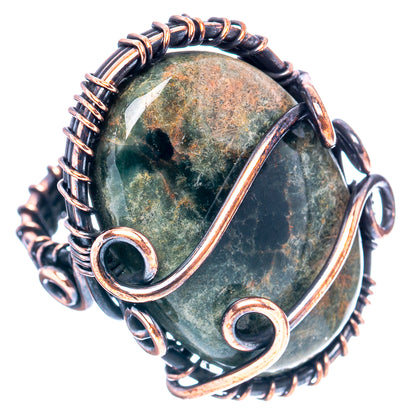 Ocean Jasper Wire Wrap Ring Size 3.5 (Oxidized Copper)