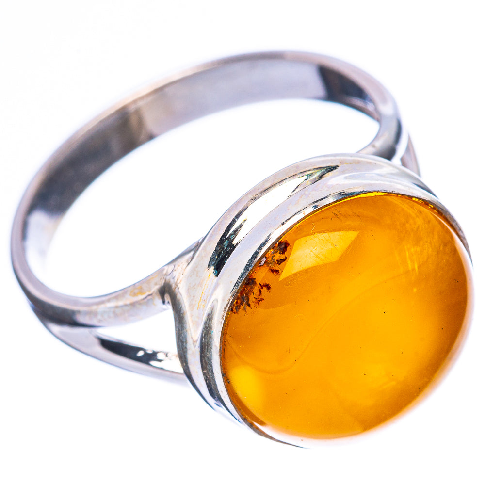 Oval amber cabochon 925 sterling silver ring with shiny crossover band design