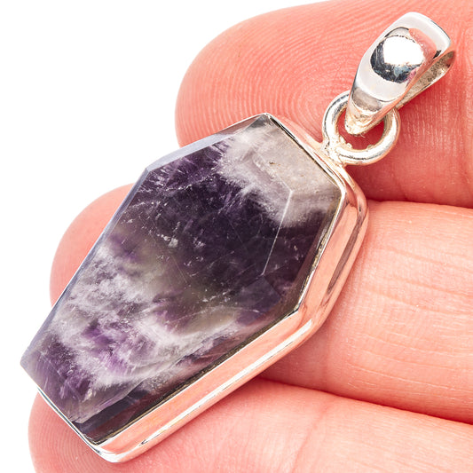 Chevron Amethyst Pendant 1 5/8" (925 Sterling Silver) P44473