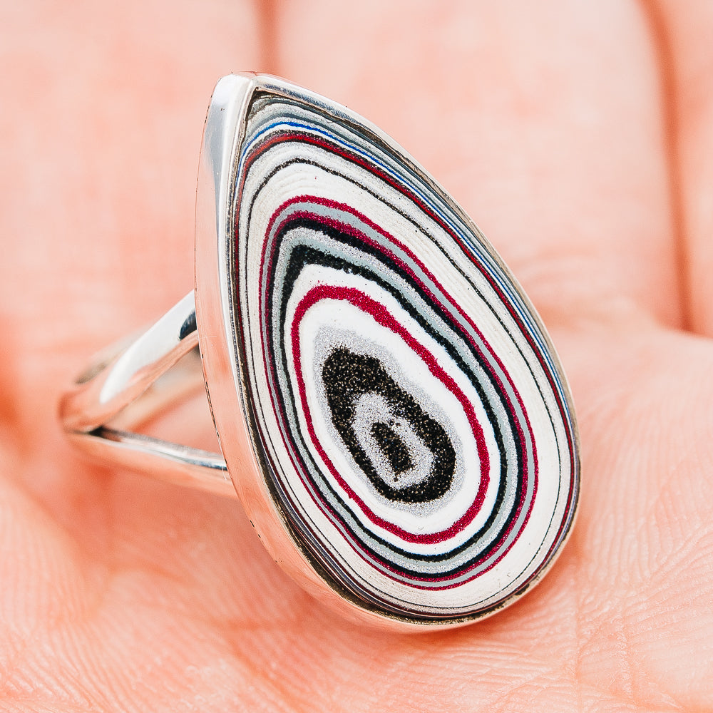 Premium Fordite Ring Size 7 (.925 Sterling Silver)