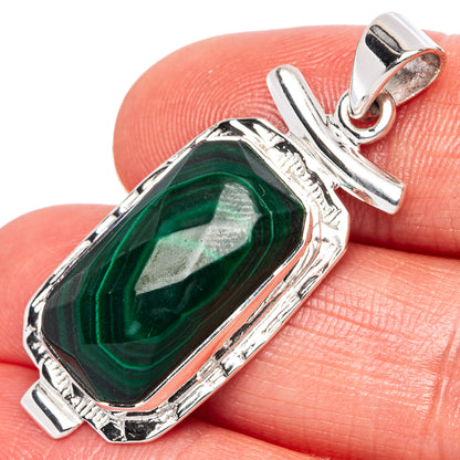 Premium Malachite 925 Sterling Silver Pendant 1 1/2" Ana Co P42258