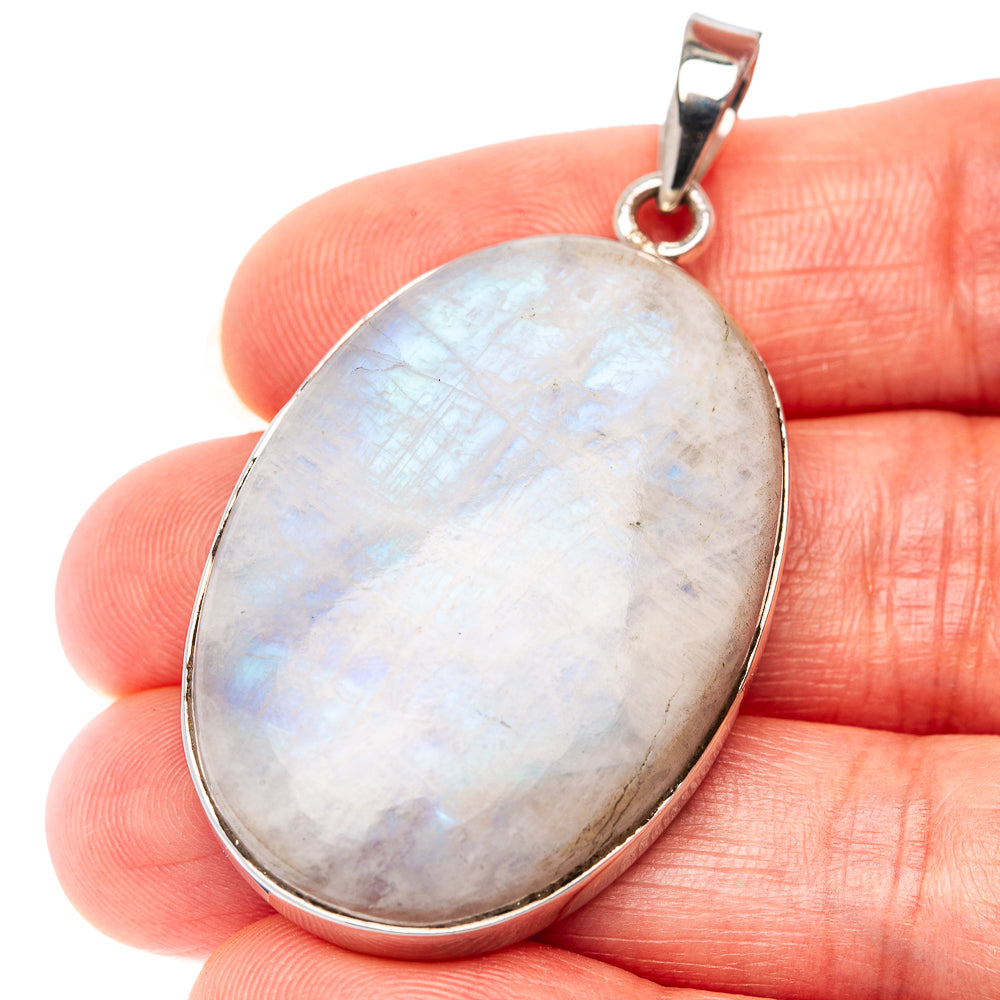 Premium Rainbow Moonstone Pendant 2" (.925 Sterling Silver)