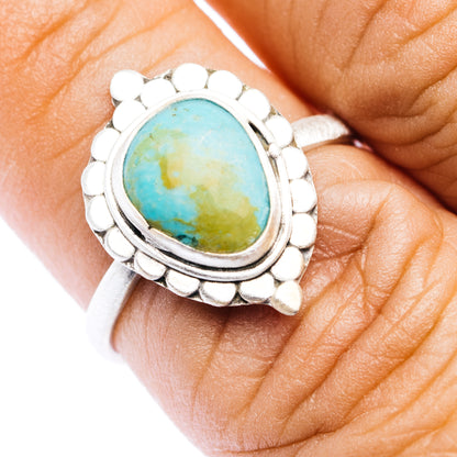 Southwestern Style Royston Turquoise Ring Size 6.75 (.925 Sterling Silver)
