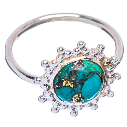 Blue Copper Composite Turquoise Dainty Ring Size 5.5 (925 Sterling Silver) R146893