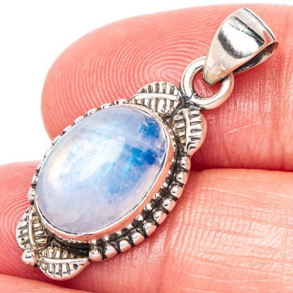Rainbow Moonstone Pendant 1 1/4" (925 Sterling Silver) P42385