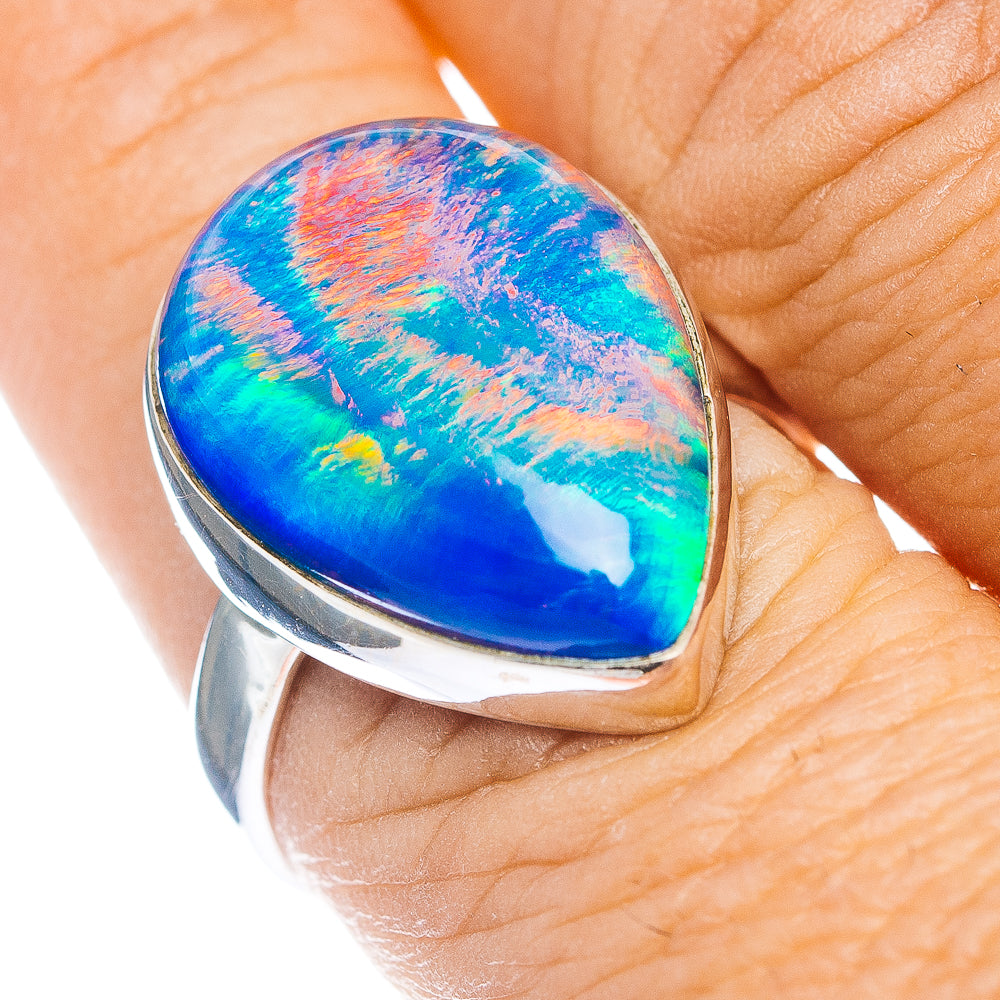 Aurora Opal Ring Size 8.75 (.925 Sterling Silver)
