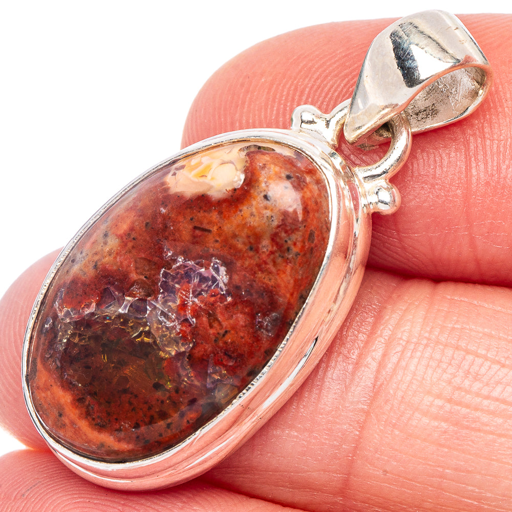 Rare Mexican Fire Opal Pendant 1 1/4" (925 Sterling Silver) P44225