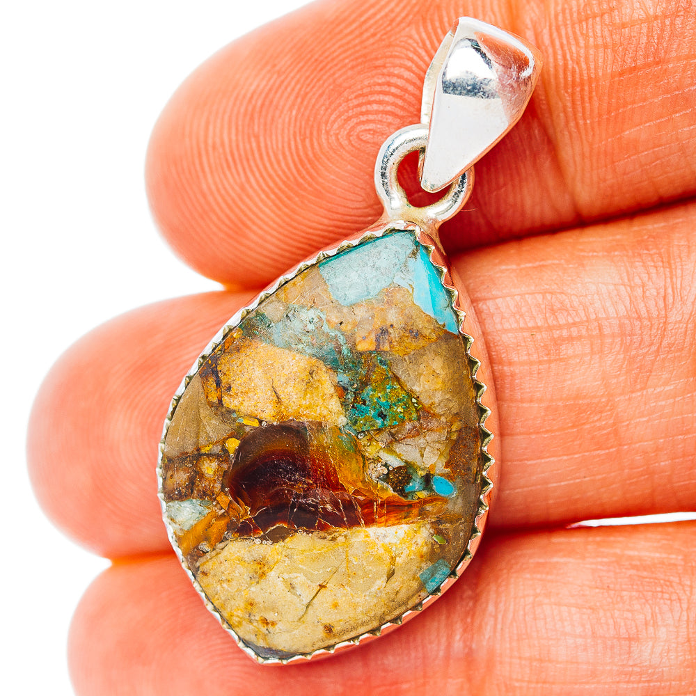 Sonoran Mountain Turquoise Pendant 1 3/8" (.925 Sterling Silver)