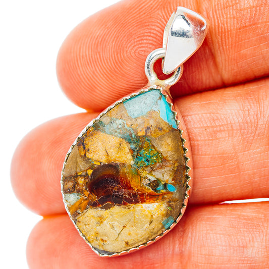 Sonoran Mountain Turquoise Pendant 1 3/8" (.925 Sterling Silver)