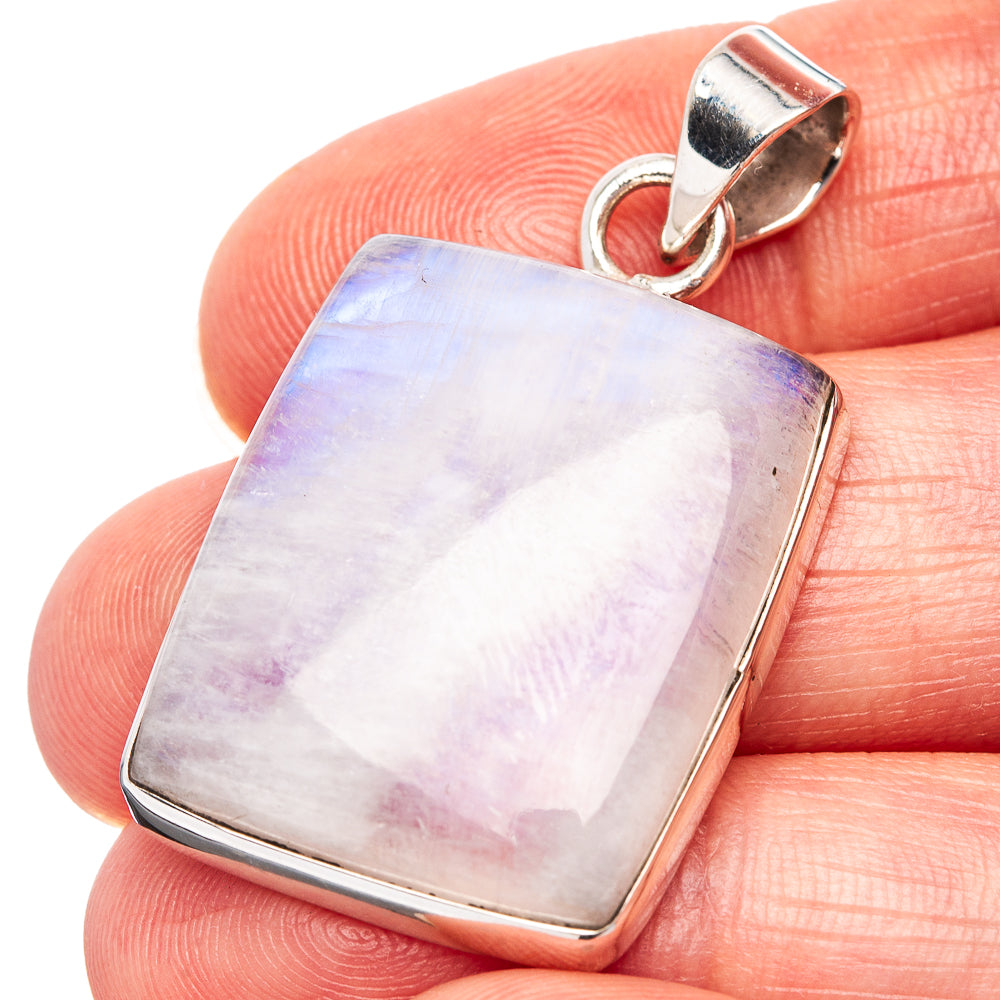 Premium Rainbow Moonstone Pendant 1 1/2" (.925 Sterling Silver)