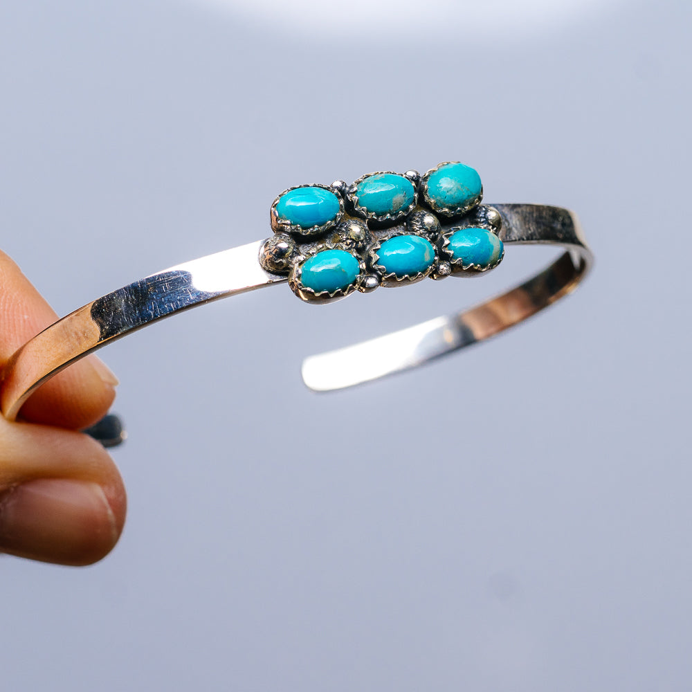 Southwestern Kingman Turquoise Cuff Bracelet (.925 Sterling Silver)