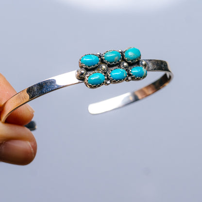 Southwestern Kingman Turquoise Cuff Bracelet (.925 Sterling Silver)