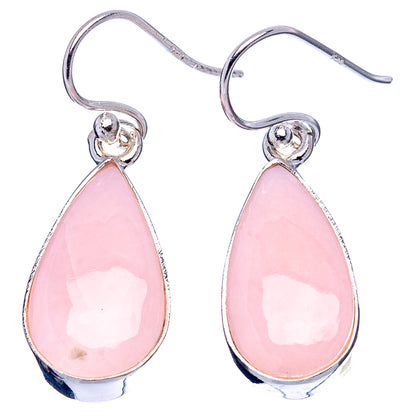 Pink Opal Earrings 1 1/4" (.925 Sterling Silver)