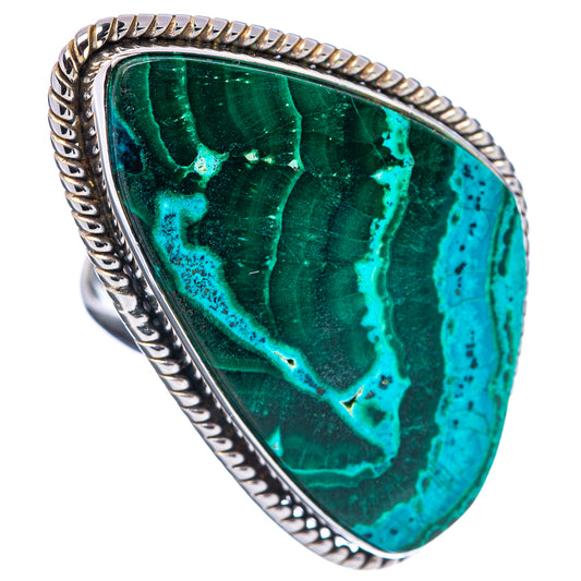 Sterling silver size 7 ring with large triangular green-blue azurite malachite stone