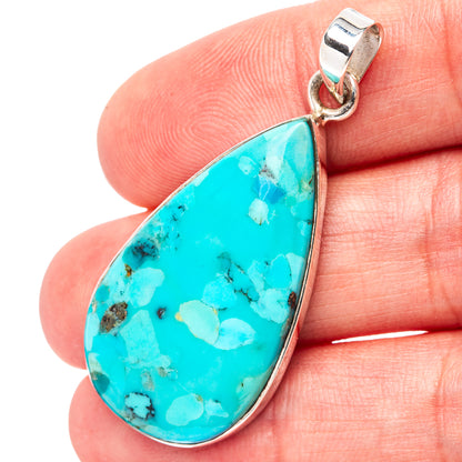 Premium Arizona Turquoise Pendant 1 3/4" (.925 Sterling Silver)