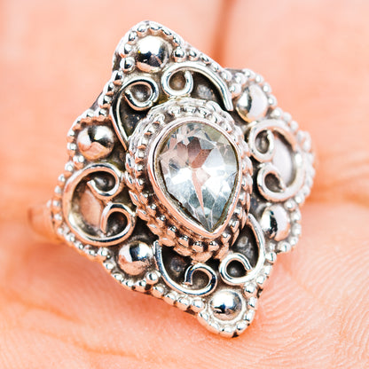 Blue Topaz Filigree Ring Size 6.75 (.925 Sterling Silver)