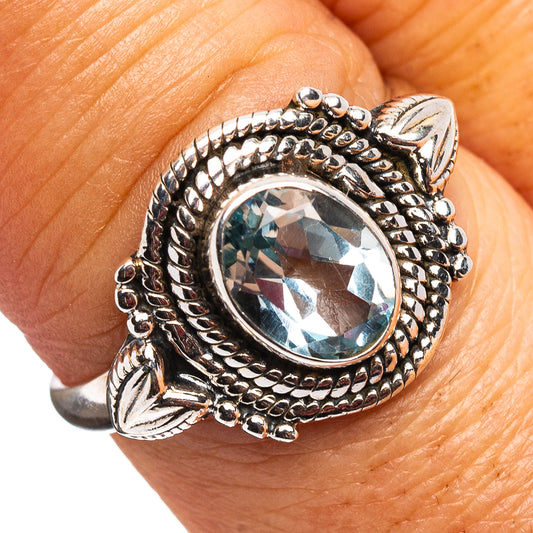 Blue Topaz Ring Size 7.5 (.925 Sterling Silver)