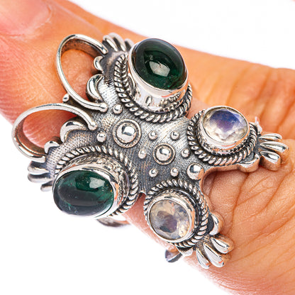 Large Green Onyx, White Quartz Ring Size 5.75 (925 Sterling Silver) R144686