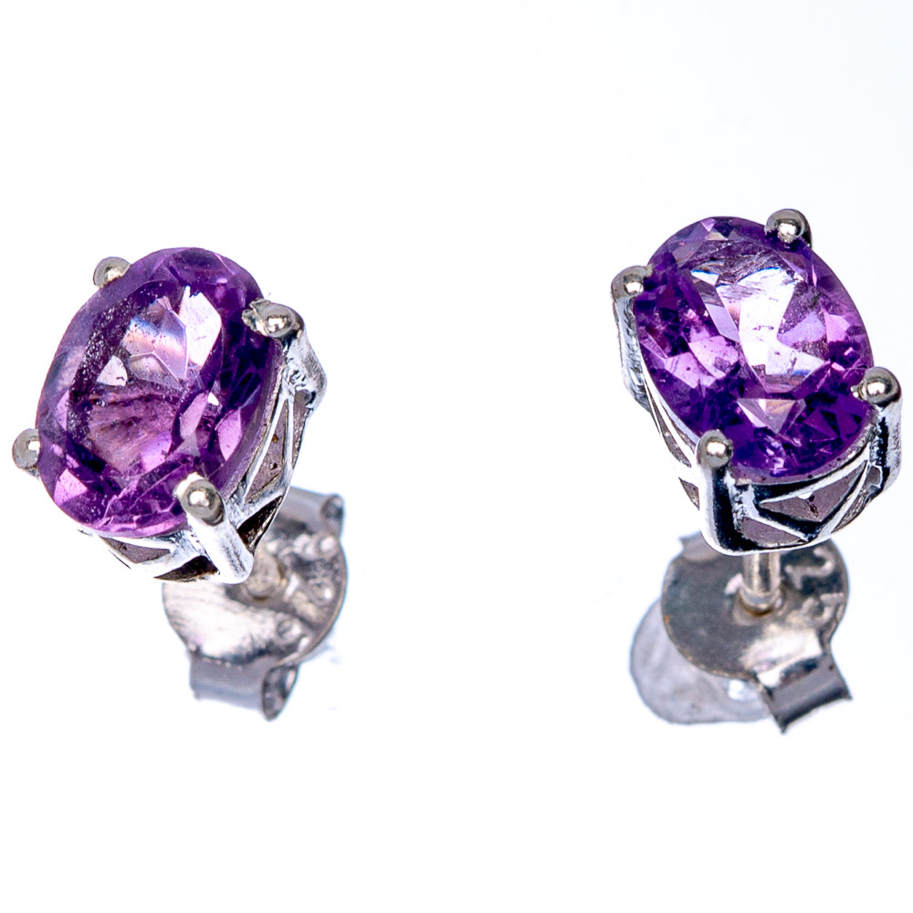 Faceted Amethyst Dainty Earrings 1/4" (925 Sterling Silver) E433130