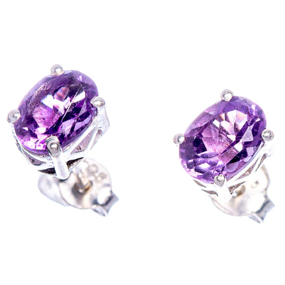 Faceted Amethyst EarDainty Rings 1/4" (925 Sterling Silver) E433516
