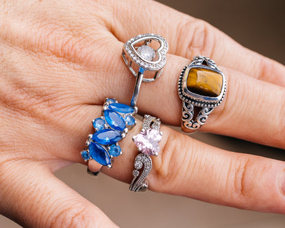 28pc 1980-1990s Vintage Jewelry Ring Lot (.925 Sterling Silver)