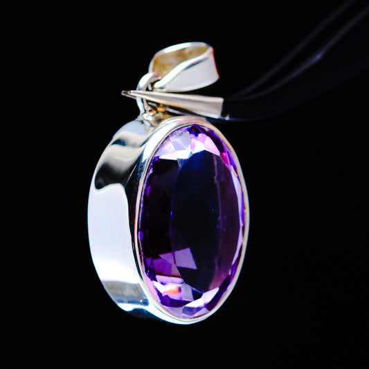 21.4ct Faceted Brazilian Amethyst Pendant 1 1/4" (.925 Sterling Silver)
