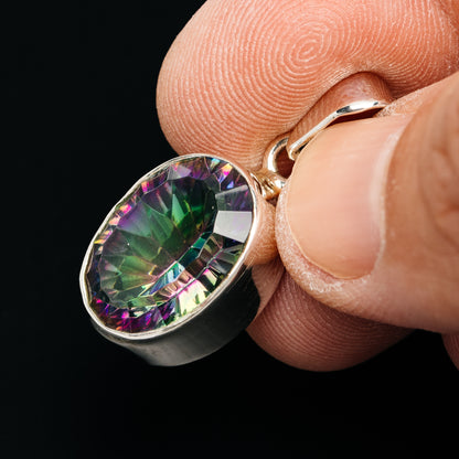 Premium 14ct Mystic Topaz Pendant 1 1/8" (.925 Sterling Silver)