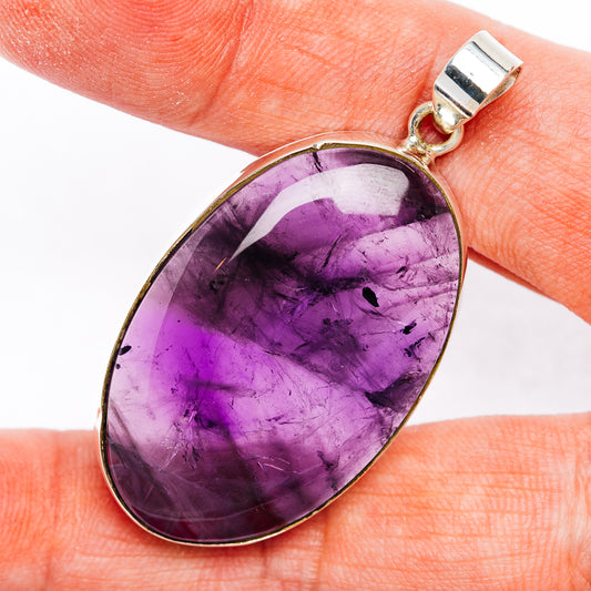 Premium African Amethyst Pendant 2" (.925 Sterling Silver)