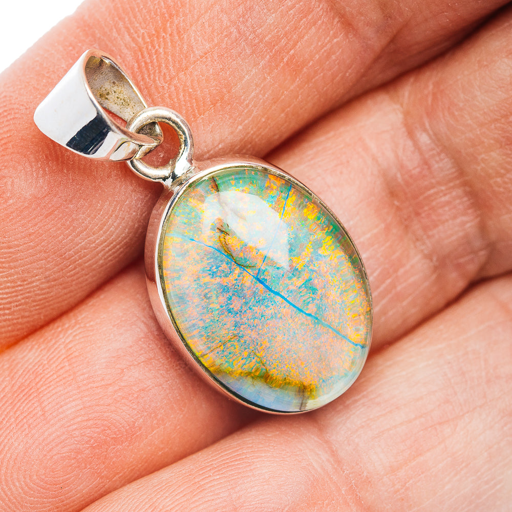 Sterling Opal Pendant 1 1/4" (.925 Sterling Silver)