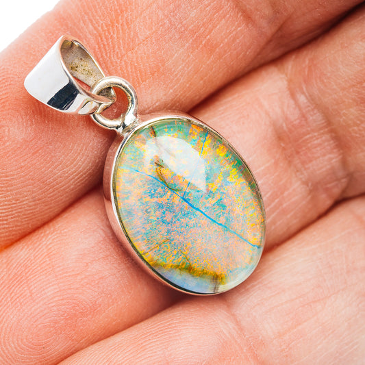 Sterling Opal Pendant 1 1/4" (.925 Sterling Silver)