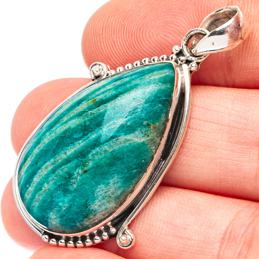 Amazonite 925 Sterling Silver Pendant 1 3/4" (925 Sterling Silver) P43632