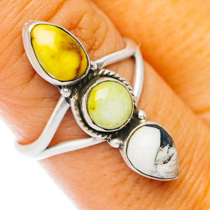 Sonoran Gold Turquoise, White Buffalo Turquoise Ring Size 9 (.925 Sterling Silver)
